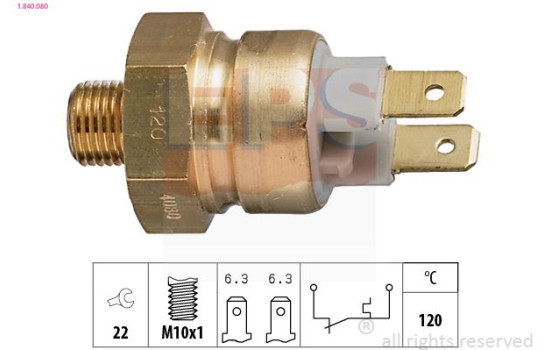 Temperature Switch, coolant warning lamp Made in Italy - OE Equivalent 1.840.080 EPS Facet