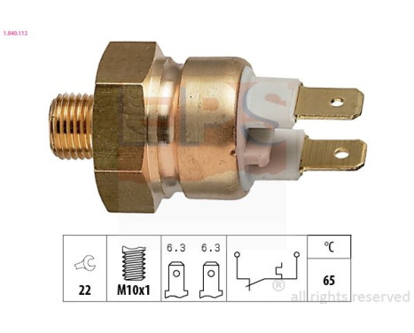 Temperature Switch, coolant warning lamp Made in Italy - OE Equivalent 1.840.112 EPS Facet