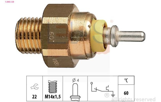 Temperature Switch, coolant warning lamp Made in Italy - OE Equivalent 1.840.120 EPS Facet