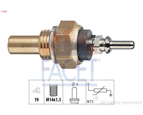 Sensor, coolant temperature Made in Italy - OE Equivalent 7.3088 Facet