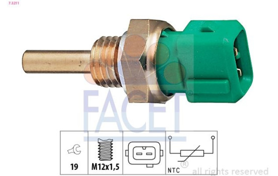 Sensor, coolant temperature Made in Italy - OE Equivalent 7.3211 Facet