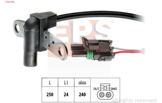 Sensor, crankshaft pulse Made in Italy - OE Equivalent 1.953.008 EPS Facet