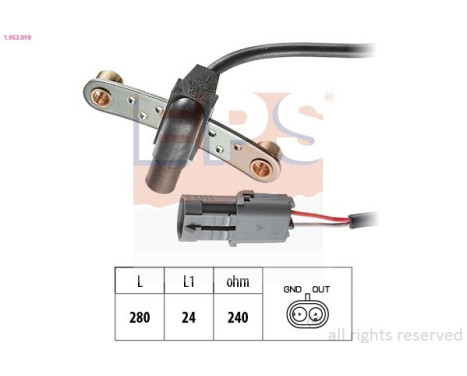 Sensor, crankshaft pulse Made in Italy - OE Equivalent 1.953.019 EPS Facet