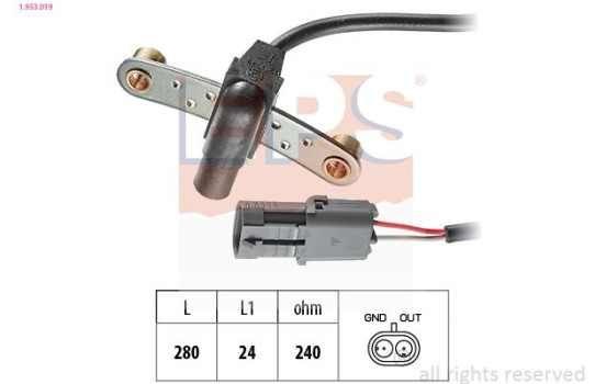 Sensor, crankshaft pulse Made in Italy - OE Equivalent 1.953.019 EPS Facet