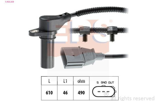 Sensor, crankshaft pulse Made in Italy - OE Equivalent 1.953.259 EPS Facet