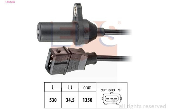 Sensor, crankshaft pulse Made in Italy - OE Equivalent 1.953.265 EPS Facet