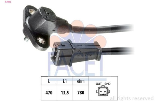 Sensor, crankshaft pulse Made in Italy - OE Equivalent 9.0003 Facet