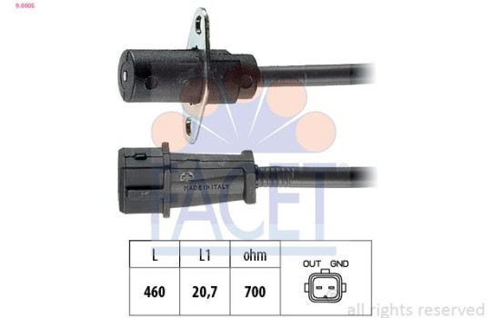 Sensor, crankshaft pulse Made in Italy - OE Equivalent 9.0005 Facet