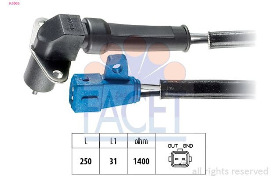 Sensor, crankshaft pulse Made in Italy - OE Equivalent 9.0006 Facet
