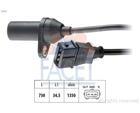 Sensor, crankshaft pulse Made in Italy - OE Equivalent 9.0157 Facet