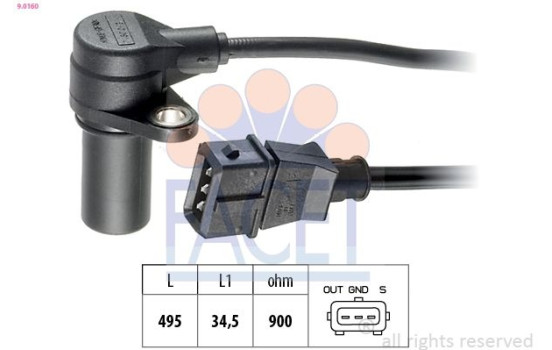 Sensor, crankshaft pulse Made in Italy - OE Equivalent 9.0160 Facet