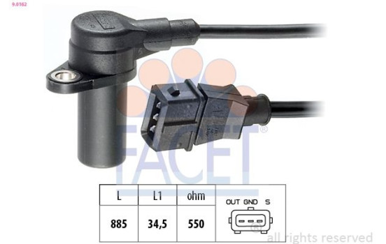 Sensor, crankshaft pulse Made in Italy - OE Equivalent 9.0162 Facet