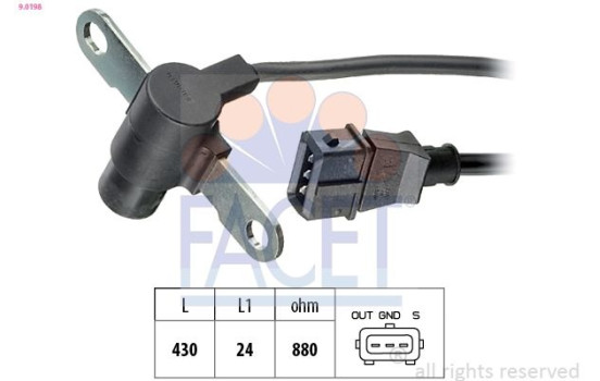 Sensor, crankshaft pulse Made in Italy - OE Equivalent 9.0198 Facet