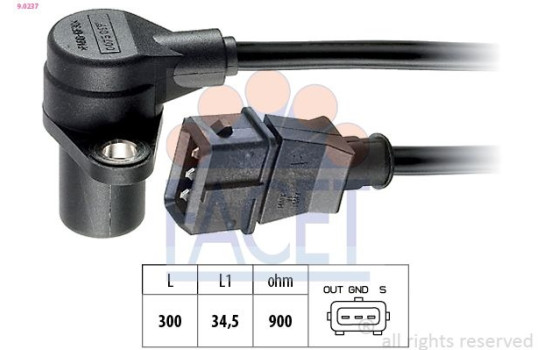 Sensor, crankshaft pulse Made in Italy - OE Equivalent 9.0237 Facet