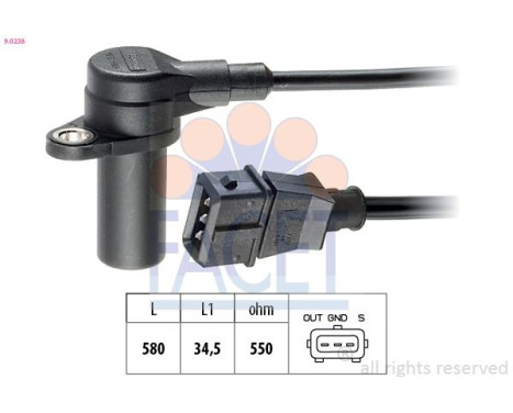 Sensor, crankshaft pulse Made in Italy - OE Equivalent 9.0238 Facet