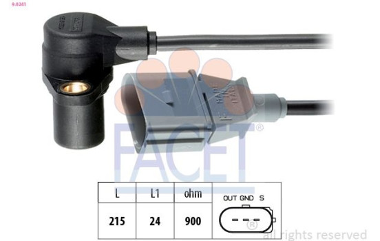 Sensor, crankshaft pulse Made in Italy - OE Equivalent 9.0241 Facet