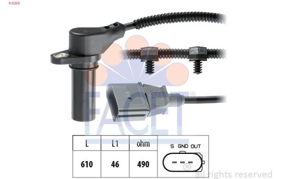 Sensor, crankshaft pulse Made in Italy - OE Equivalent 9.0259 Facet