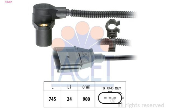 Sensor, crankshaft pulse Made in Italy - OE Equivalent 9.0267 Facet