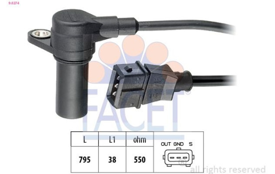Sensor, crankshaft pulse Made in Italy - OE Equivalent 9.0274 Facet