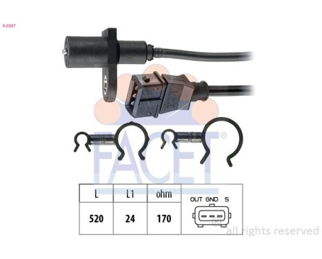 Sensor, crankshaft pulse Made in Italy - OE Equivalent 9.0397 Facet