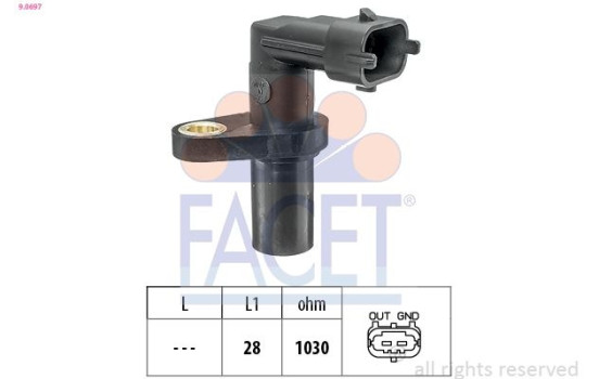 Sensor, crankshaft pulse Made in Italy - OE Equivalent 9.0697 Facet