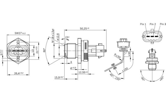 Sensor, fuel pressure CR/RDS4/1500/KS Bosch, Image 6