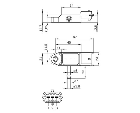 Sensor, boost pressure DS-LDF6 Bosch, Image 6