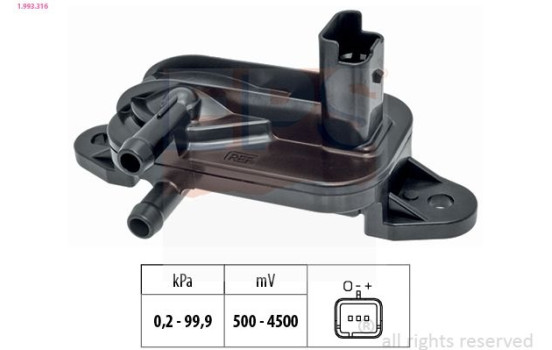 Sensor, exhaust pressure Made in Italy - OE Equivalent 1.993.316 EPS Facet
