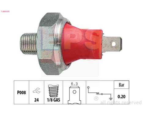 Oil Pressure Switch Made in Italy - OE Equivalent 1.800.035 EPS Facet