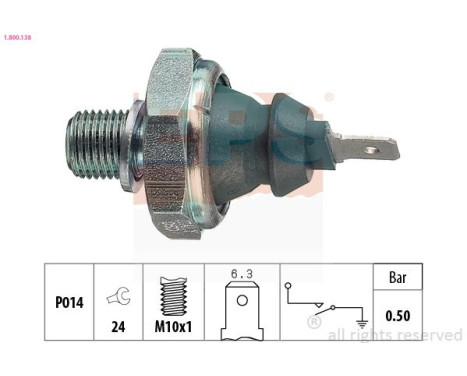 Oil Pressure Switch Made in Italy - OE Equivalent 1.800.138 EPS Facet
