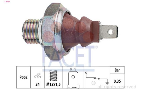 Oil Pressure Switch Made in Italy - OE Equivalent