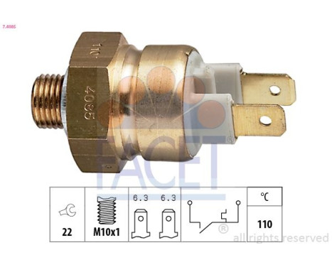 Temperature Switch, coolant warning lamp Made in Italy - OE Equivalent 7.4085 Facet