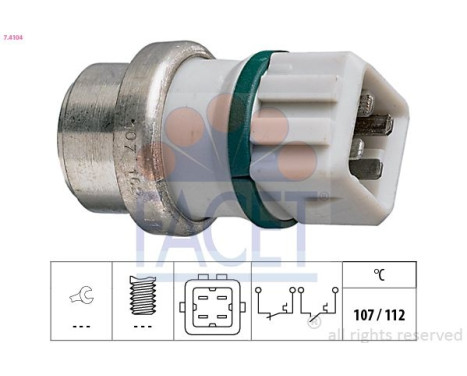 Temperature Switch, coolant warning lamp Made in Italy - OE Equivalent 7.4104 Facet