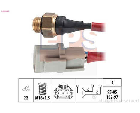 Temperature Switch, radiator fan Made in Italy - OE Equivalent 1.850.665 EPS Facet