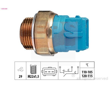 Temperature Switch, radiator fan Made in Italy - OE Equivalent 1.850.680 EPS Facet