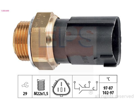 Temperature Switch, radiator fan Made in Italy - OE Equivalent 1.850.690 EPS Facet