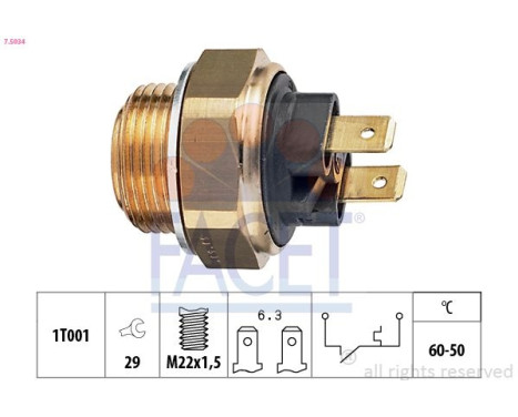 Temperature Switch, radiator fan Made in Italy - OE Equivalent 7.5034 Facet