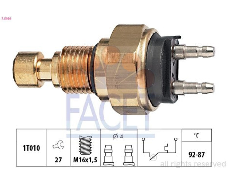 Temperature Switch, radiator fan Made in Italy - OE Equivalent 7.5036 Facet