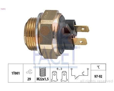 Temperature Switch, radiator fan Made in Italy - OE Equivalent 7.5111 Facet
