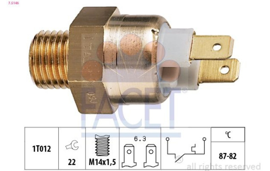 Temperature Switch, radiator fan Made in Italy - OE Equivalent 7.5146 Facet, Image 2