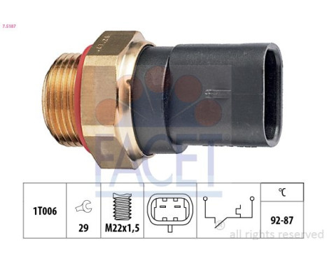 Temperature Switch, radiator fan Made in Italy - OE Equivalent 7.5187 Facet