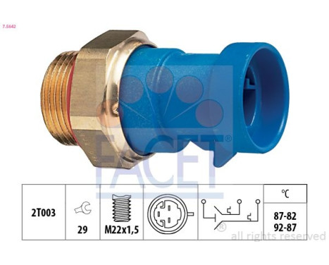 Temperature Switch, radiator fan Made in Italy - OE Equivalent 7.5642 Facet