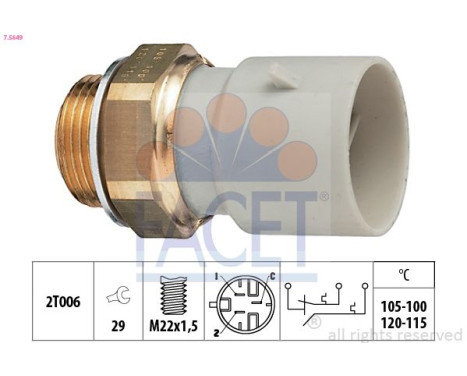 Temperature Switch, radiator fan Made in Italy - OE Equivalent 7.5649 Facet