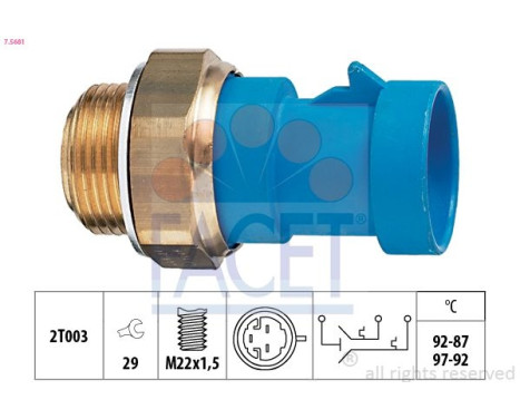 Temperature Switch, radiator fan Made in Italy - OE Equivalent 7.5681 Facet