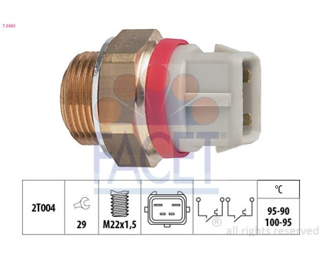 Temperature Switch, radiator fan Made in Italy - OE Equivalent 7.5682 Facet