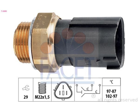 Temperature Switch, radiator fan Made in Italy - OE Equivalent 7.5690 Facet