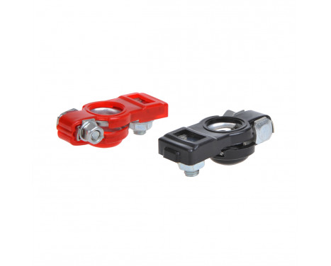 Battery terminals set (+) and (-) with plastic protection red / black, Image 3