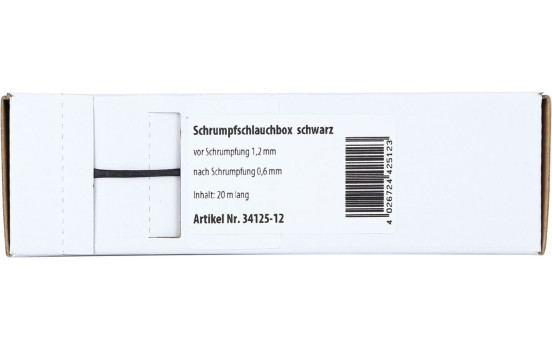 Heat Shrink Tubing Black Ø 1.2 mm Ø 0.6 mm Length 15 meters