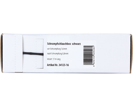Heat Shrink Tubing Black Ø 1.6 mm Ø 0.8 mm Length 15 meters