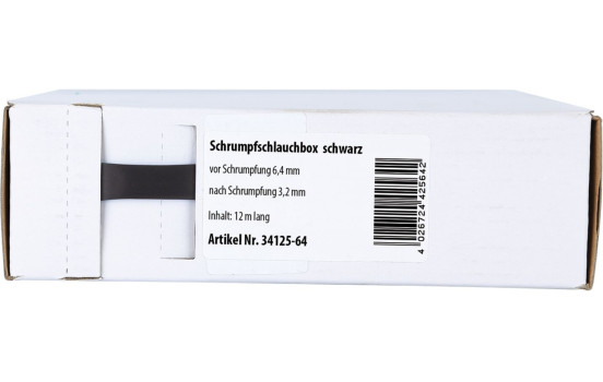 Heat Shrink Tubing Black Ø 6.4 mm Ø 3.2 mm Length 12 meters